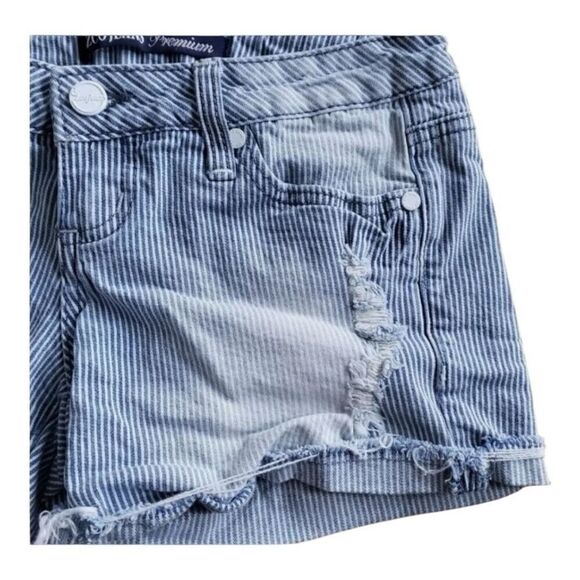 ZCO Jeans Premium Blue Striped Denim Jean Shorts Distressed Junior Size 1 Cotton - Picture 3 of 12